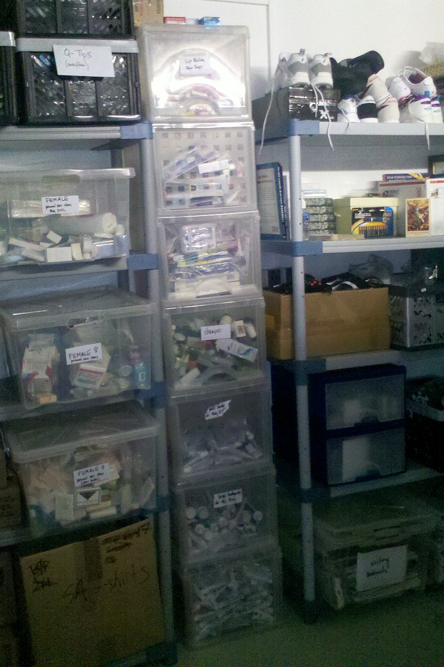 Shelves of Personal Care items Personal care and hygiene items are a huge help to Soldiers' Angels Germany